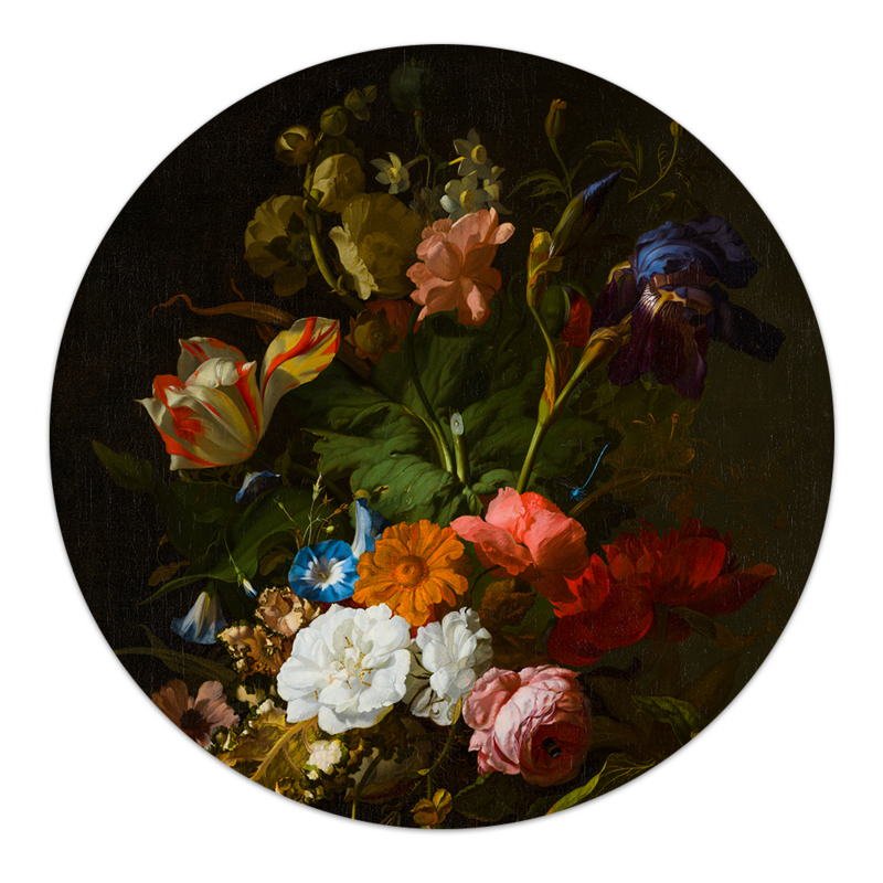 Círculo de pared bodegón de flores Rachel Ruysch - pintura redonda - círculo de pared