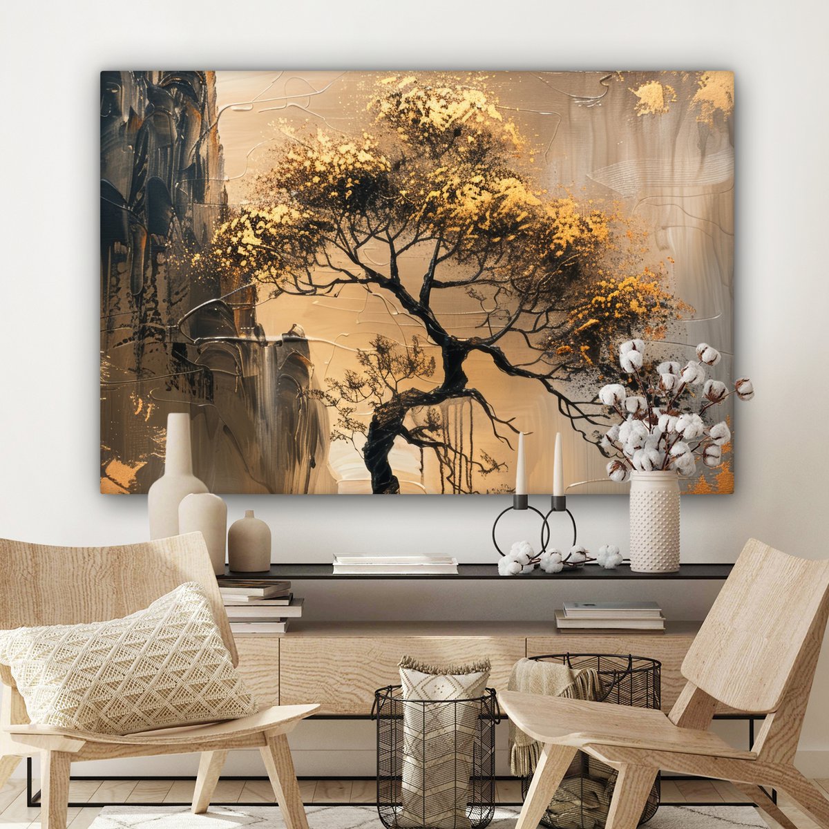 Peinture sur toile - décoration murale - or - paysage - peinture - décoration murale salon - décoration de chambre moderne - peintures abstraites