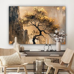 Dipinto di tela - Tree della decorazione del muro - oro - paesaggio - vernice - decorazione murale soggiorno - decorazione della stanza moderna - dipinti astratti