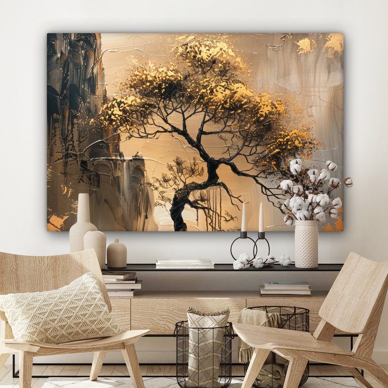 Dipinto di tela - Tree della decorazione del muro - oro - paesaggio - vernice - decorazione murale soggiorno - decorazione della stanza moderna - dipinti astratti