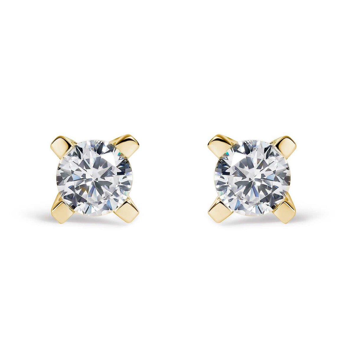 Oorbellen 4 sterke diamanten pinnen 0,50 Cts HSI2