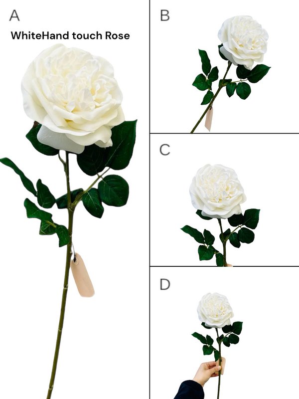 QMF Hand Touch Rose 65cm WIT 2STK