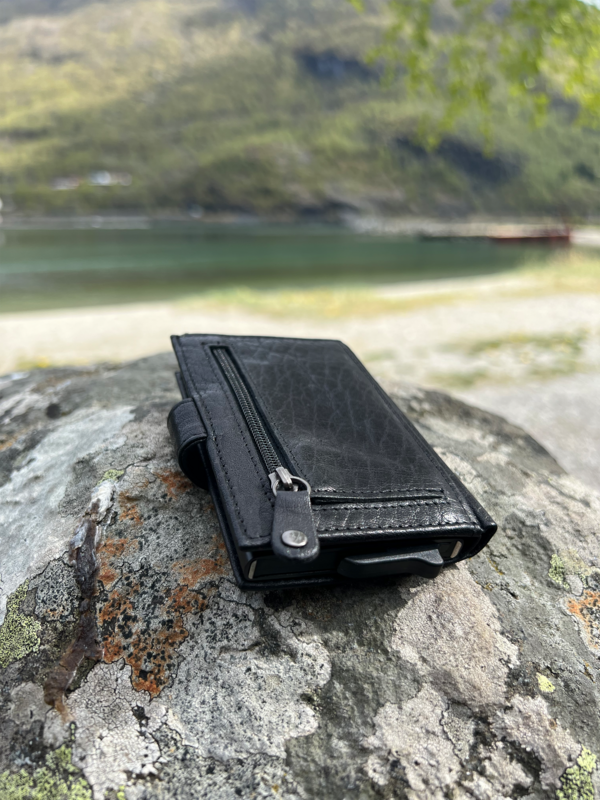 Porta carte da uomo estensibile Lundholm - con scomparto per monete, banconote - porta carte in pelle porta carte di credito estensibile da uomo
