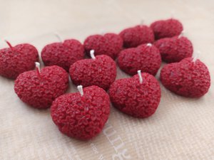 Heart Shaped Beeswax Tealight Candles - Red Color