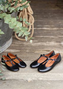 Handmade Leather Girls' ballet flats - Rosalia - Black (22-34)