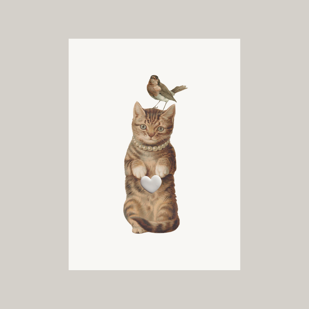 Karte mit Pin | Katze & Vogel (EN)