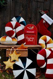 Kerstpatchworkkussen "Red Lollipop", het beste cadeau voor feestdagen