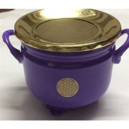 Purple Cauldron Flower of Life 10x11cm with Brass Lid