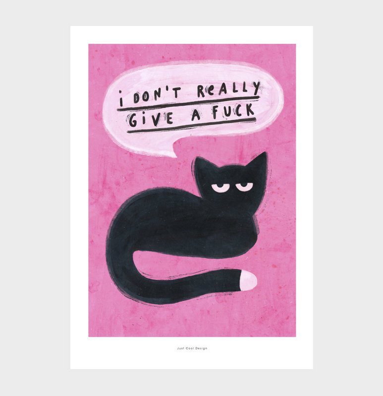 Cat gruñón | Cartel de impresión de arte de ilustración