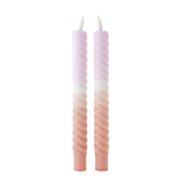 LED Swirl Candle lilla sand - sæt med 2