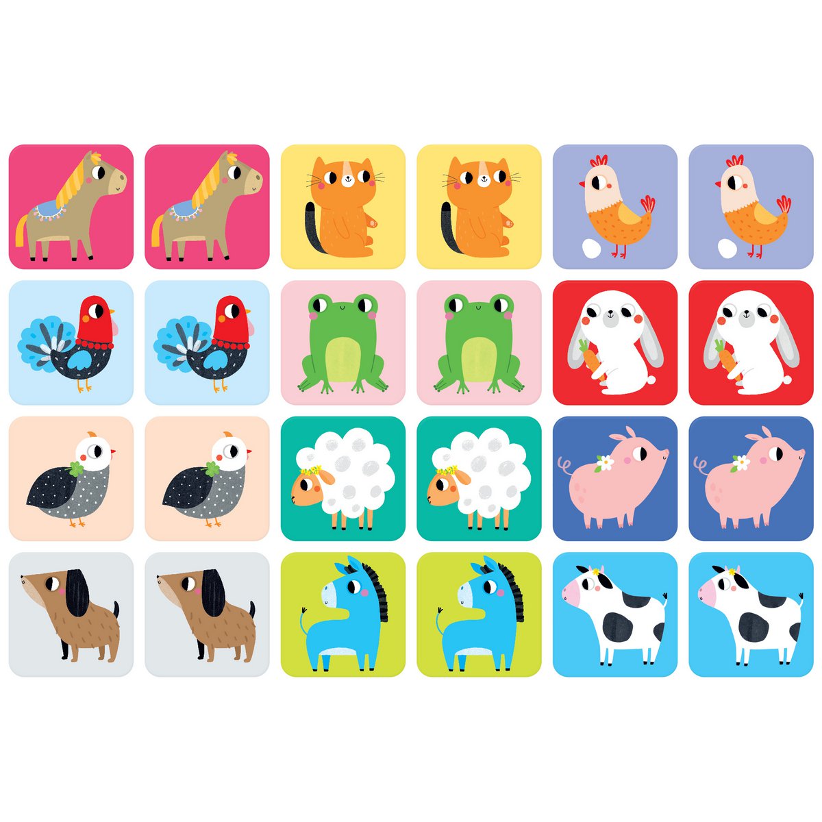 Suuuper Størrelse Memory Game Farm Animals 2+