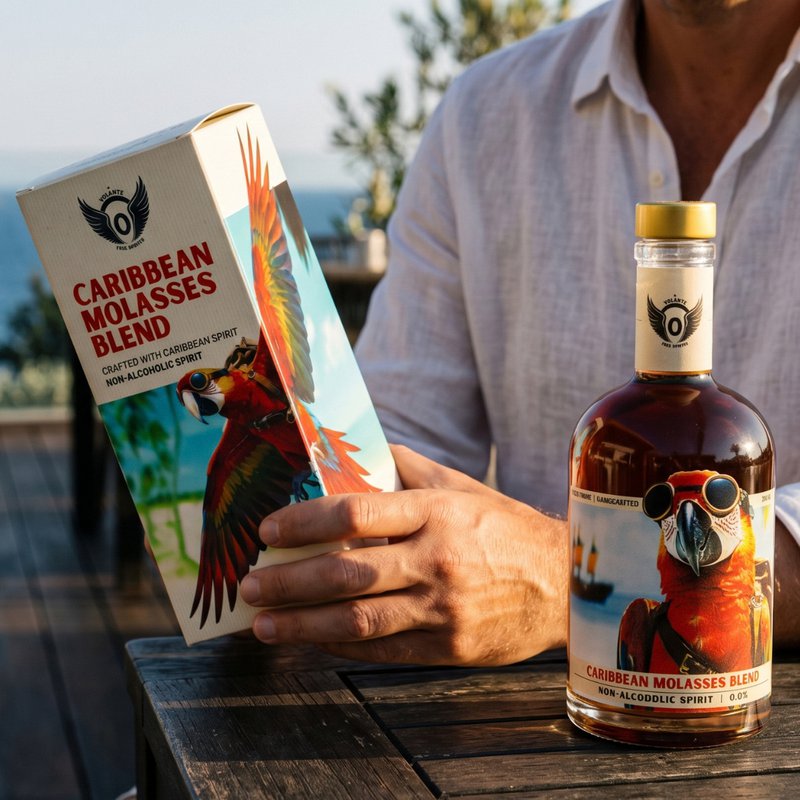 Volante Caribbean Melasse Blend 0,0% – Alcoholvrije Rum-Style Spirit – 700 ml – Geschenkdoos