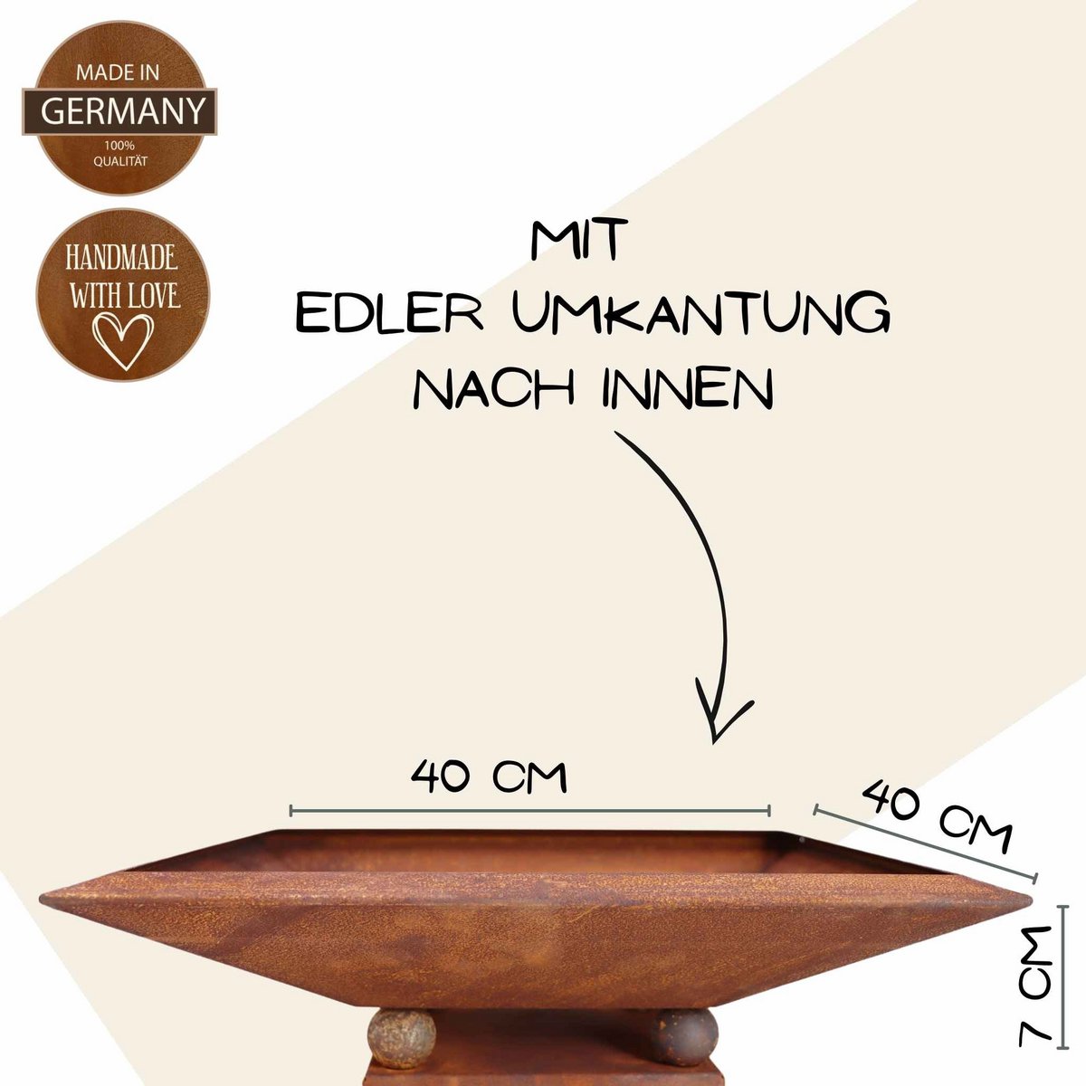Vintage Deko Pflanzsäule 70 cm mit verschiedenen Schalen | Gartendeko Rost