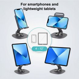 NOVOTECK Z-094 Soporte Giratorio Plegable para Teléfono - Base Metálica con Ángulo Ajustable de 360° para Smartphones y Tabletas