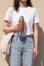Borraccia in acciaio inox con manicotto in sughero - bottiglia thermos - 750 ml, senza filtro per il tè