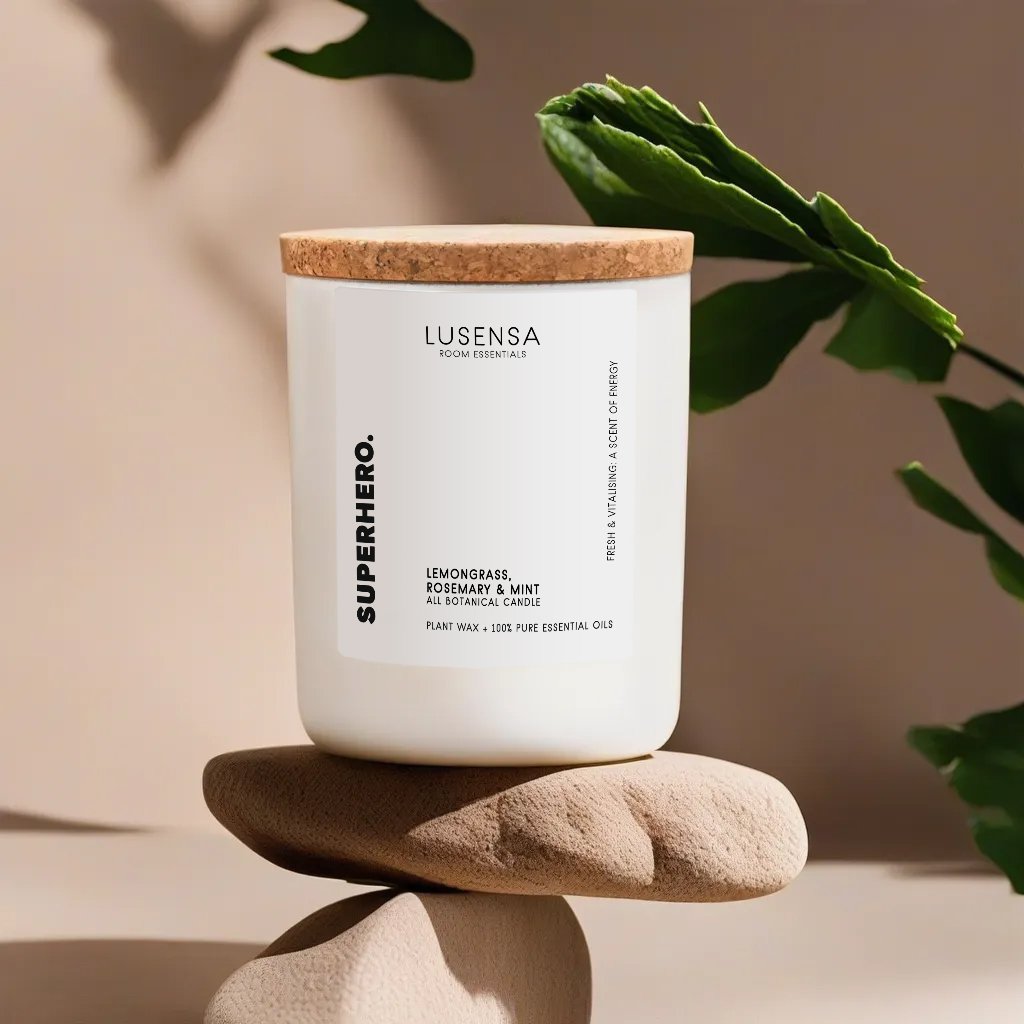 SUPERHÉROE Vela perfumada | Fresco + Vitalizante | 100% Aceites Esenciales