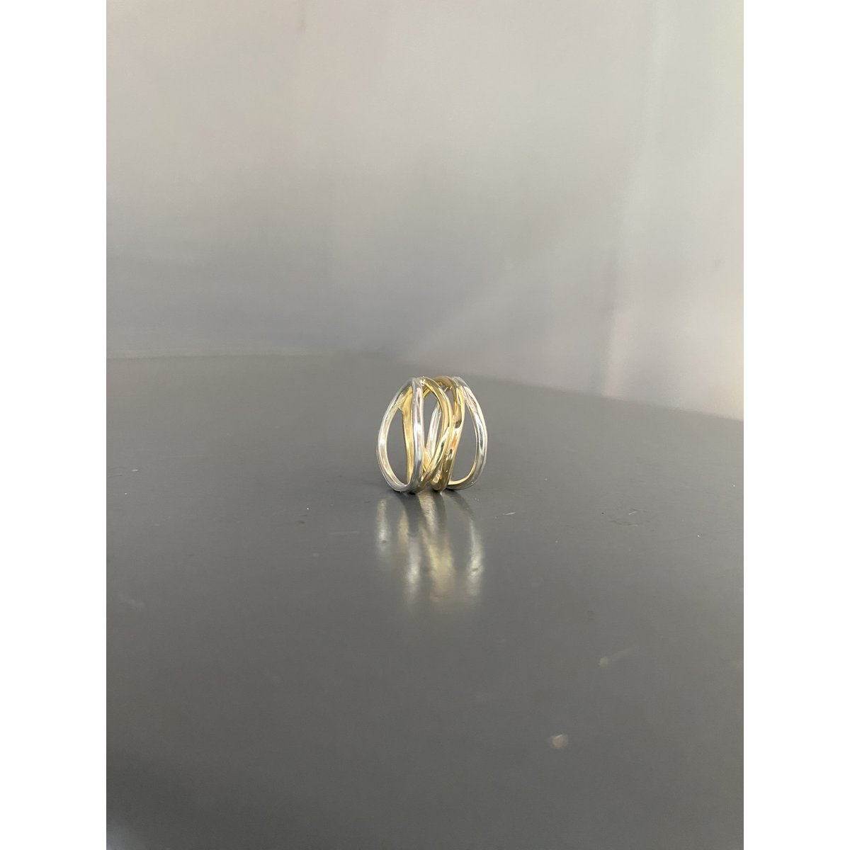 Wave ring in silver and brass