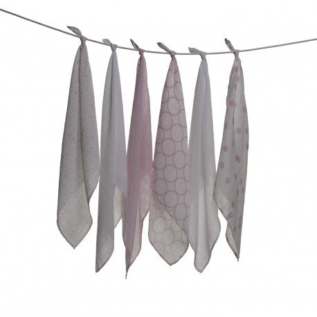 Set of 6 printed cotton swaddles - 70x70 cm