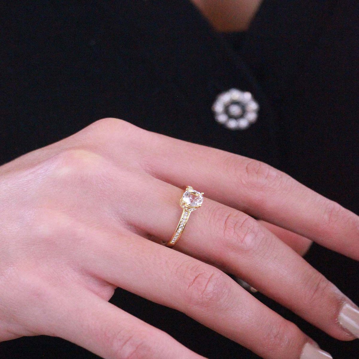 Elise Ring - Gold and Crystal