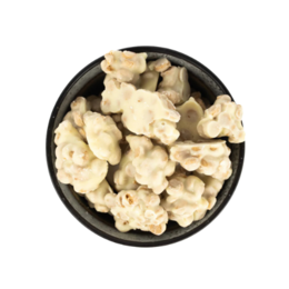 White crunchy cookies with a nutty flavor, made with natural ingredients.