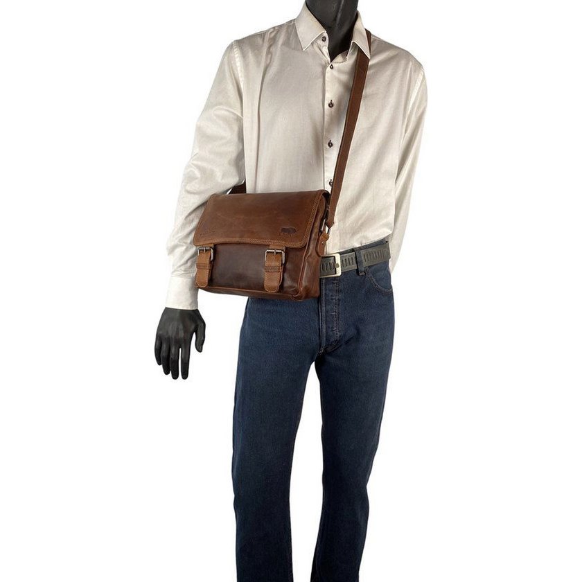 Sac à bandoulière pour femmes - sac de messager en cuir Cognac / sac à bandoulière