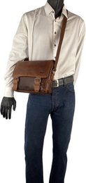 Damer skuldertaske - cognac læder messenger taske / crossbody taske
