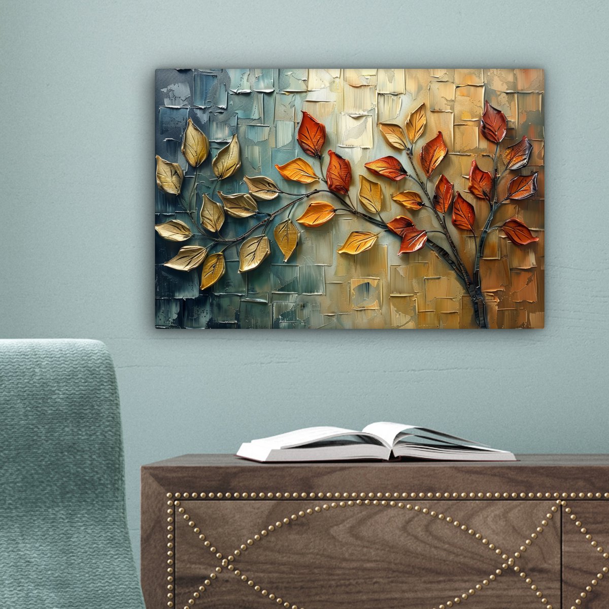 Canvas schilderij  - Wanddecoratie Boom - Abstract - Natuur - Kunst - Muurdecoratie woonkamer - Kamer decoratie modern - Abstracte schilderijen
