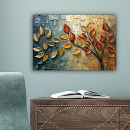 Canvas schilderij  - Wanddecoratie Boom - Abstract - Natuur - Kunst - Muurdecoratie woonkamer - Kamer decoratie modern - Abstracte schilderijen