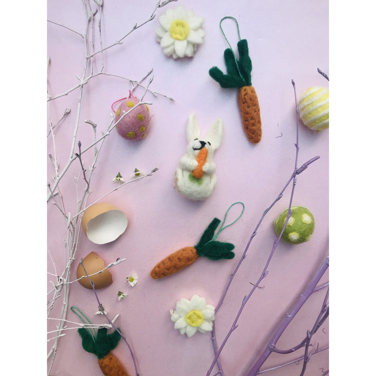 Carote sospese fatte a mano (sacchetto da 5) Decorazione pasquale sospesa biodegradabile