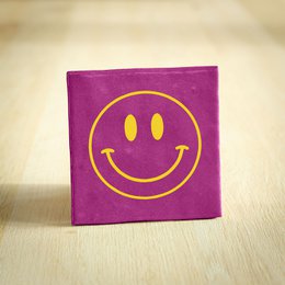 Tegeltje - Smiley | Fuchsia & Geel | 10x10cm