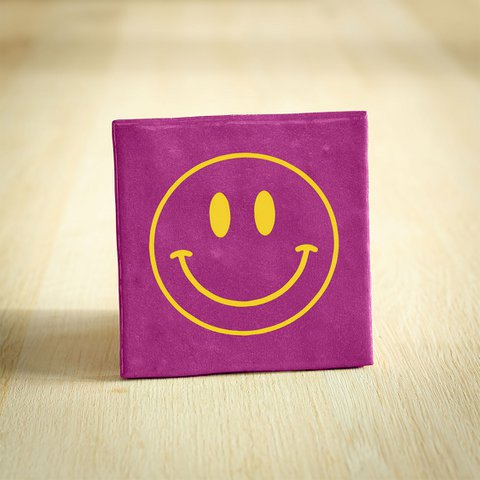 Tegeltje - Smiley | Fuchsia & Geel | 10x10cm