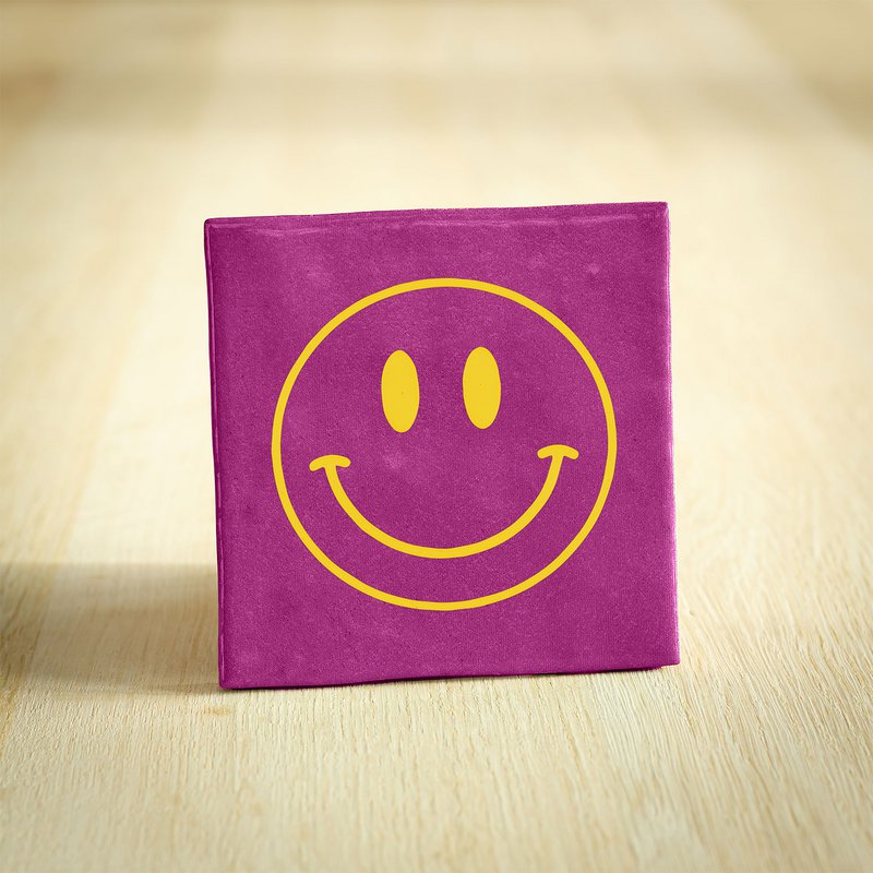 Tegeltje - Smiley | Fuchsia & Geel | 10x10cm