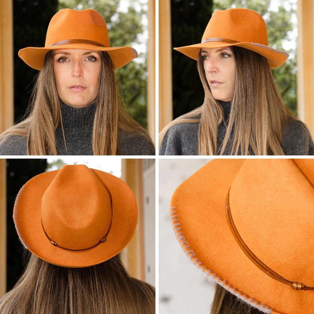 FELT HAT - leather and knit bond, unsewn edge