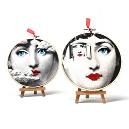 Fornasetti Portraits 15cm – Embroidered Wall Art Set (5 pieces) 