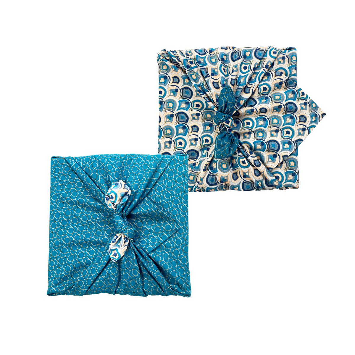 Furoshiki Gift Wrap Art Deco & Ocean Fabric Gift Wrap - Double Sided (Reversible)