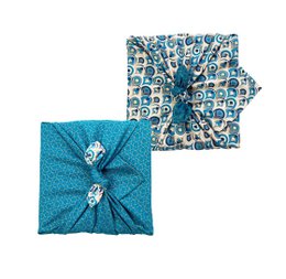 Furoshiki Gift Wrap Art Deco & Ocean Fabric Gift Wrap - Doble cara (Reversible)