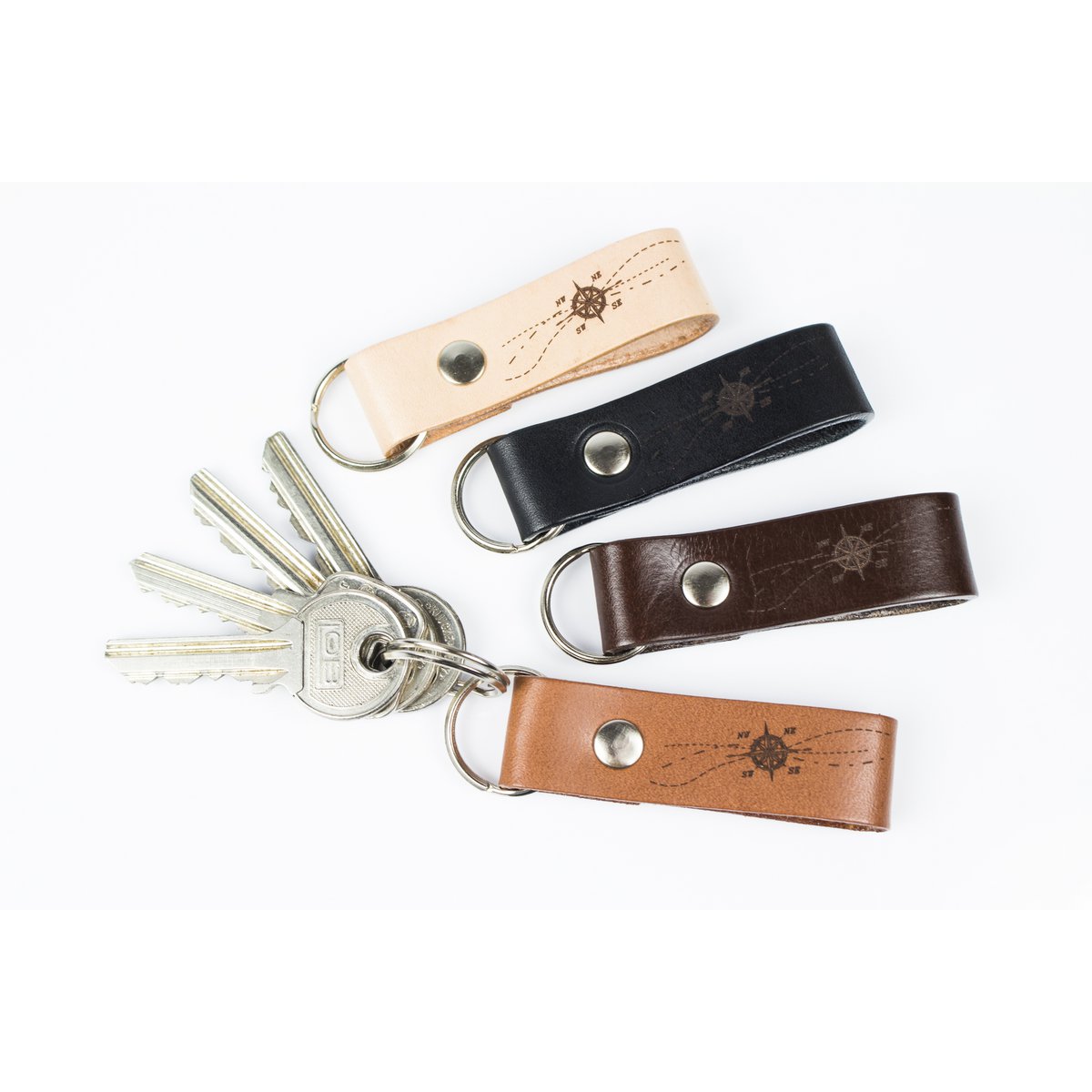 Leather keychain / key fob - Windrose