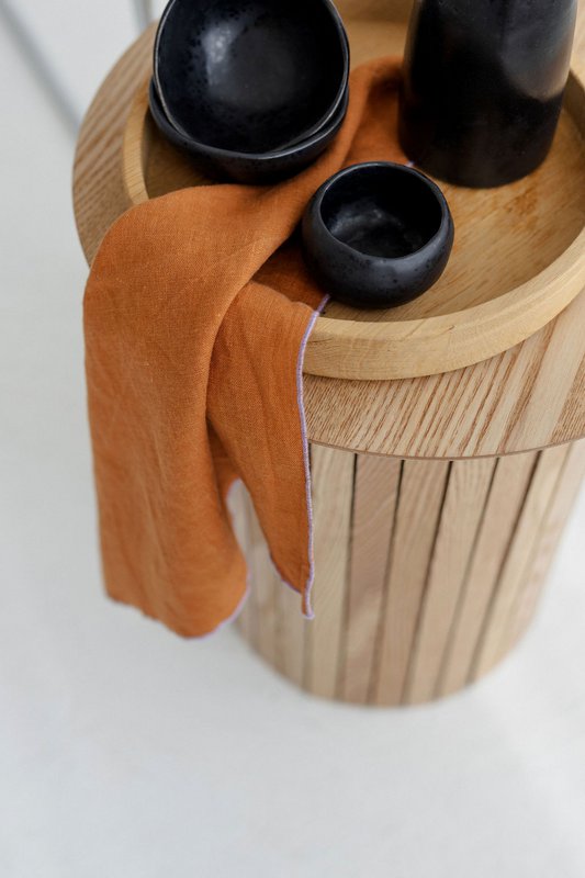 Napkins Clay & Lilac contrast detail (set of 2pieces) / 100% linen
