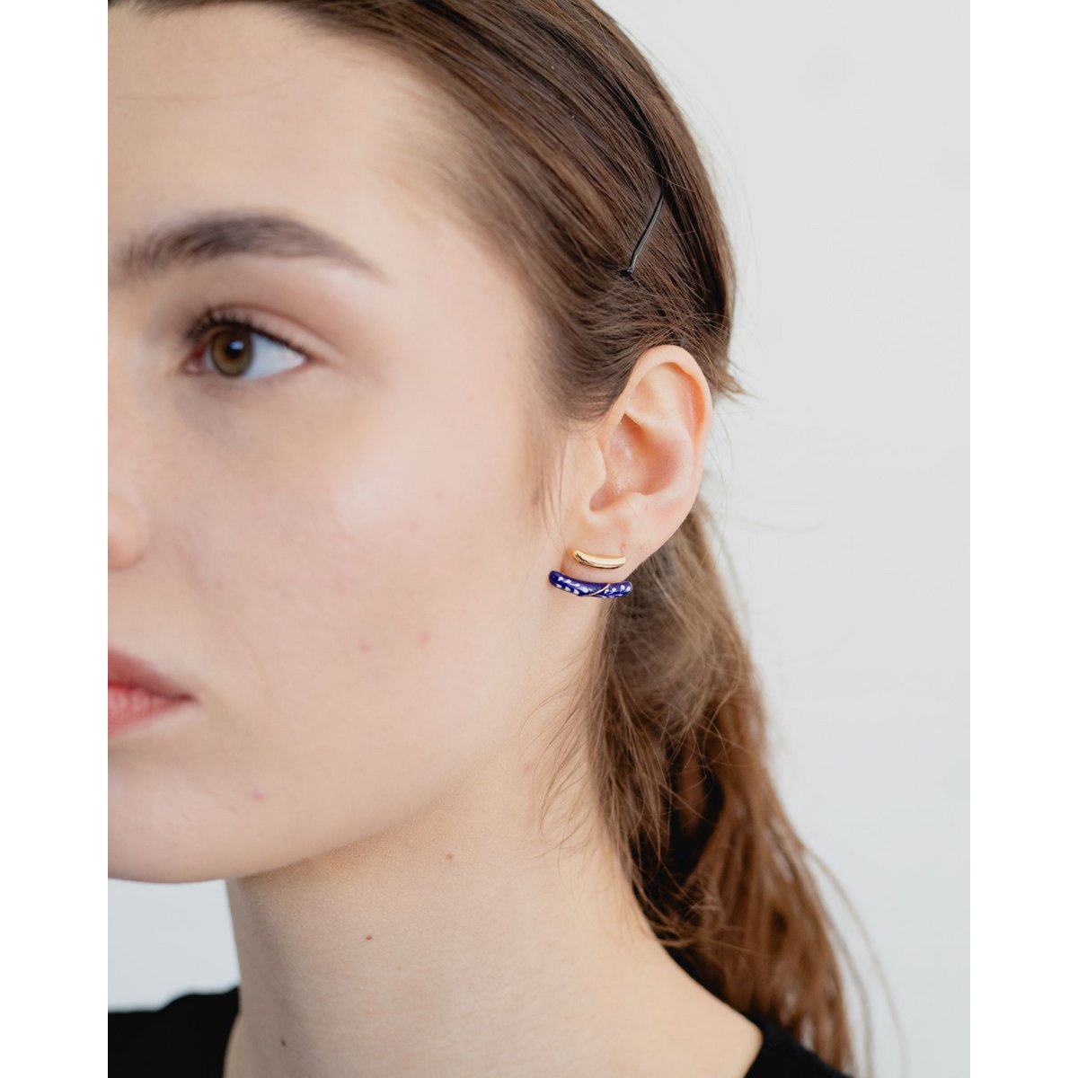 Enamel front-and-back Earrings — Blue & Gold