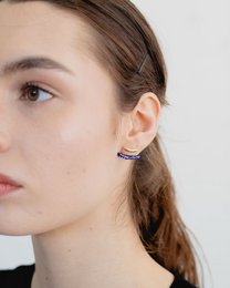Enamel front-and-back Earrings — Blue & Gold
