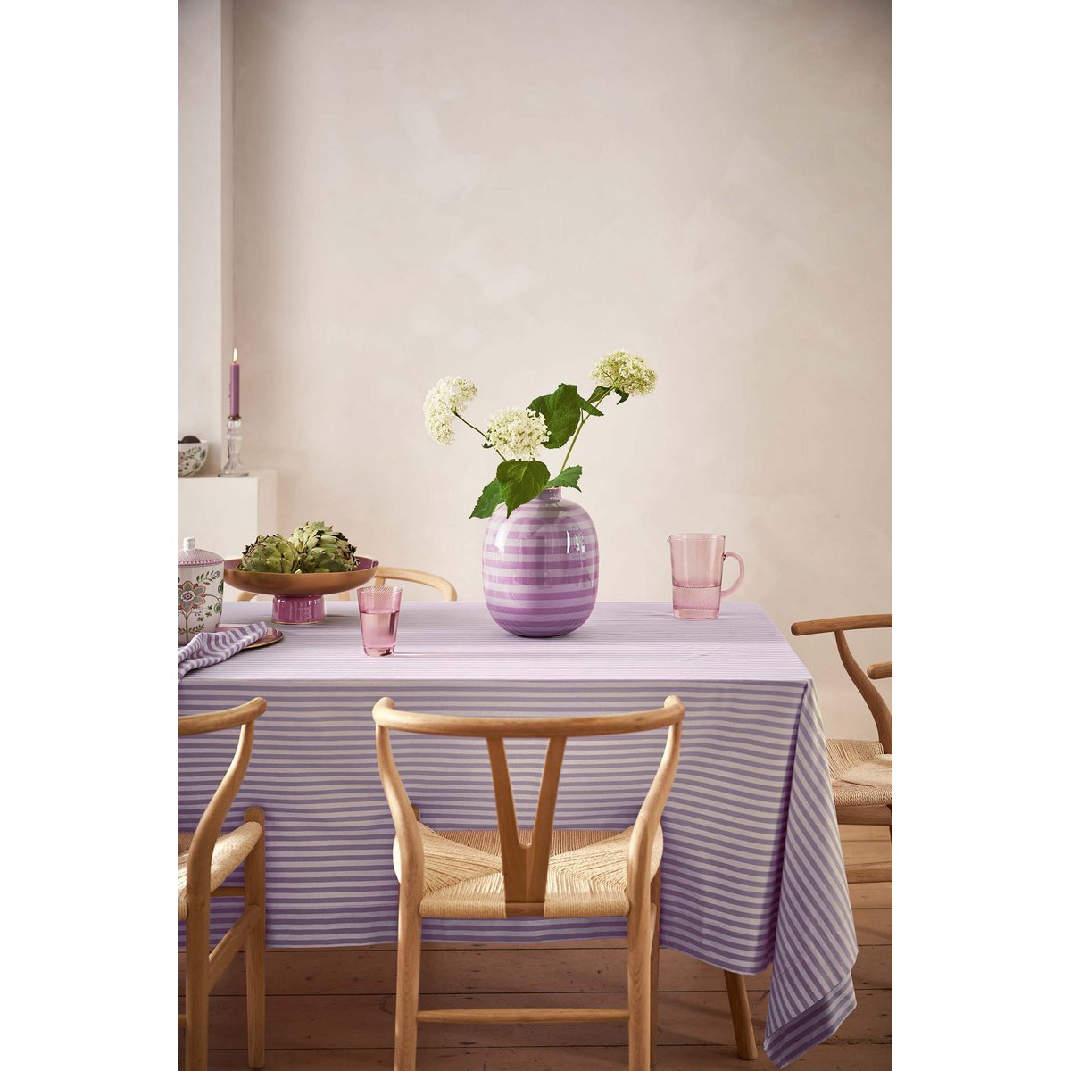 Vase Metal Stripes Lilac 32cm