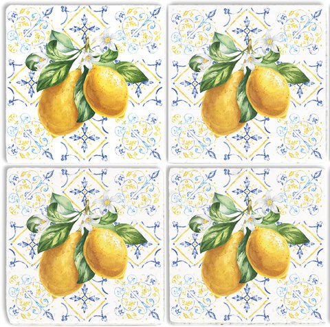 Stone Coaster Set - Italian Lemon