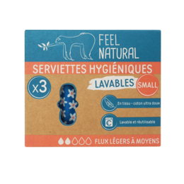 Set van 3 wasbare en herbruikbare hygiënische handdoeken -licht -tot -medium smallflux
