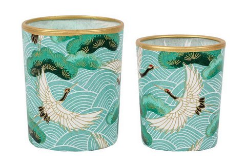 Medium Tealight Holder Made of Glass & Chiyogami Paper | Hope | Hand made