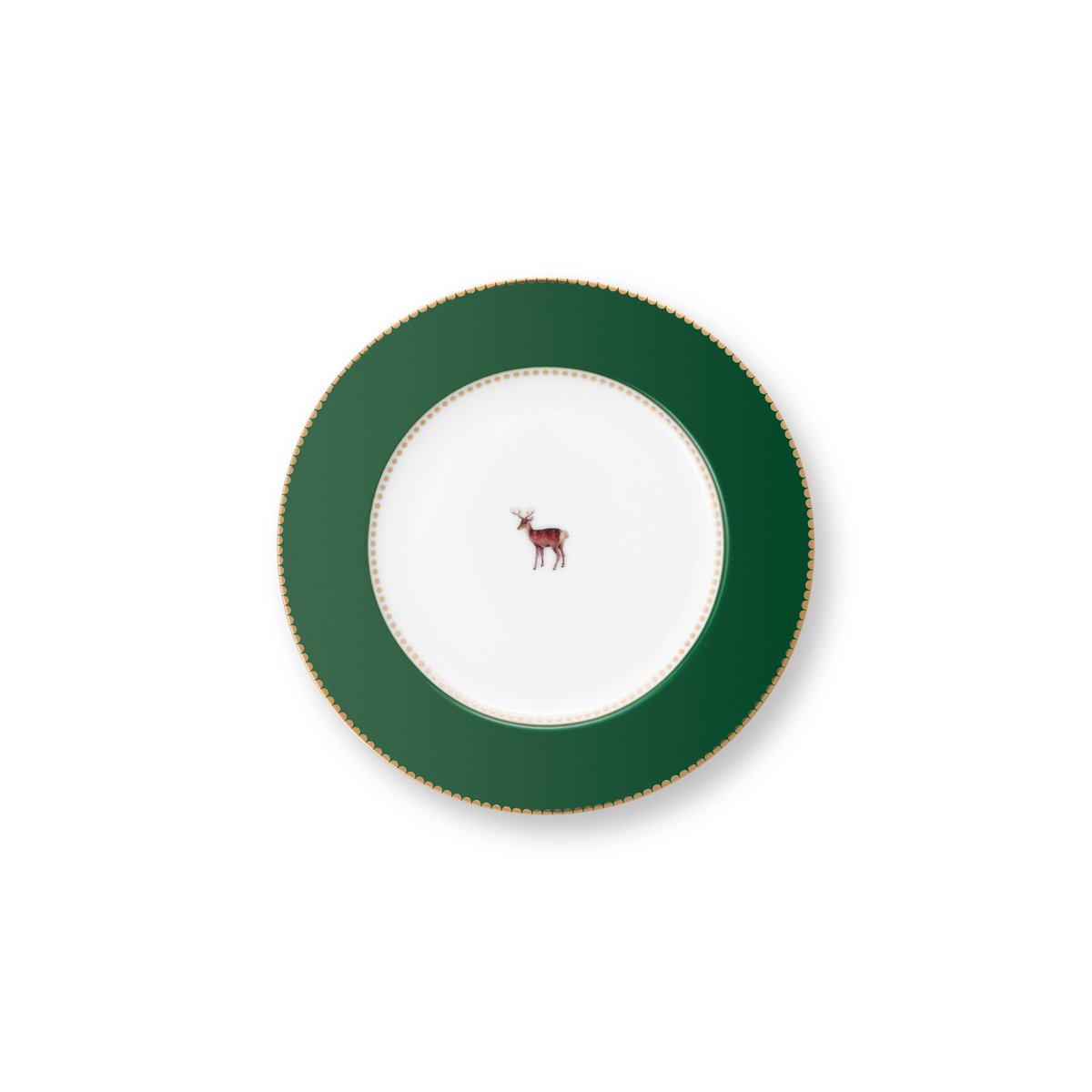 Plate Love Birds Deer Dark Green 17cm