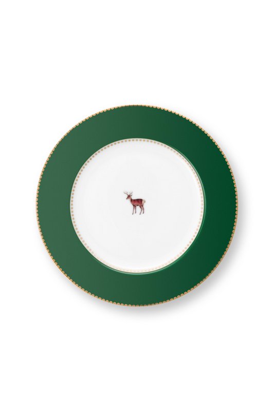 Plate Love Birds Deer Dark Green 17cm