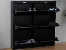 Naturn Living Meuble à chaussures en métal 6 portes - lot de 2 | 108 x 103 x 17 cm | Meuble à chaussures fonctionnel et compact pour un rangement élégant de votre collection de chaussures | Meuble à chaussures | noir mat