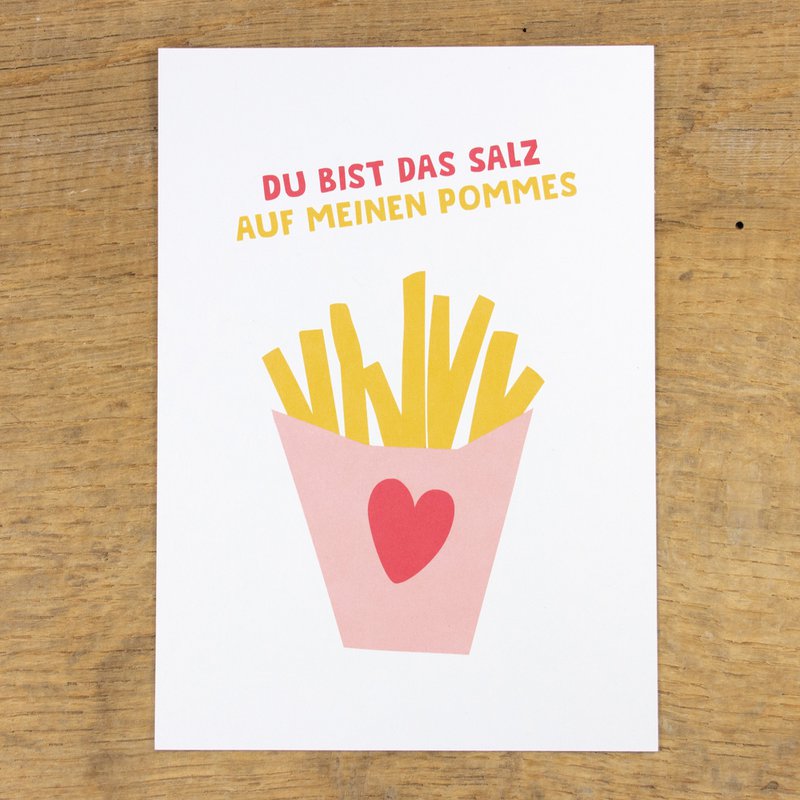 Postcard "Salt on my fries" from recycled paper