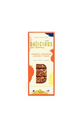 Organic cinnamon coconut snack bar with a warm, spicy aroma and chewy texture.