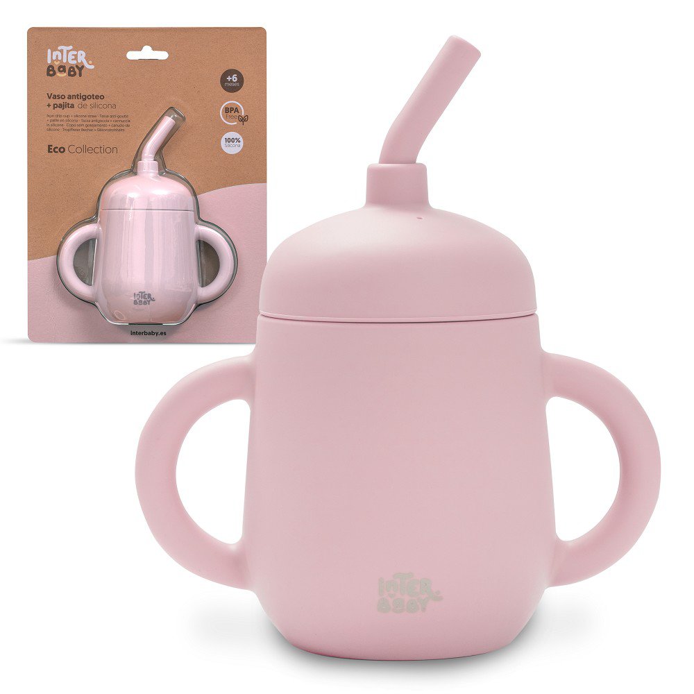 ANTI-DRIP CUP + SILICONE STRAW- DARK PINK
